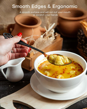 Ollex black silverware dessert spoons enhance dessert service with premium finish and easy care.