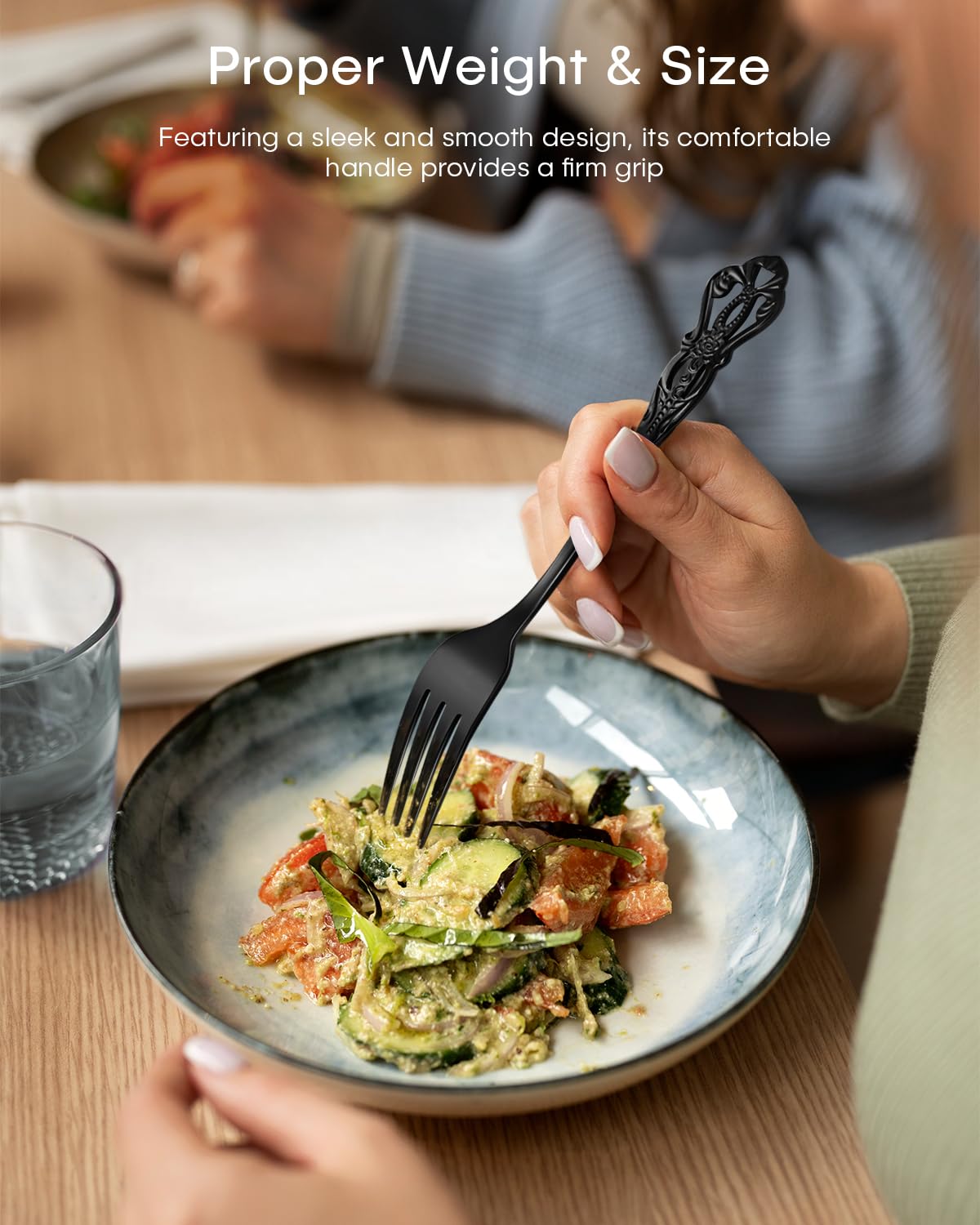 Ollex black silverware dinner spoons provide balanced weight and smooth polish for comfortable dining.