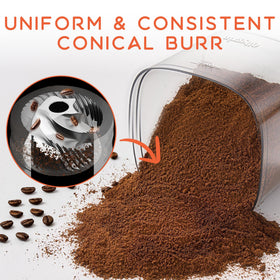 Ollygrin grinder settings dial with 30 options for precise brews.
