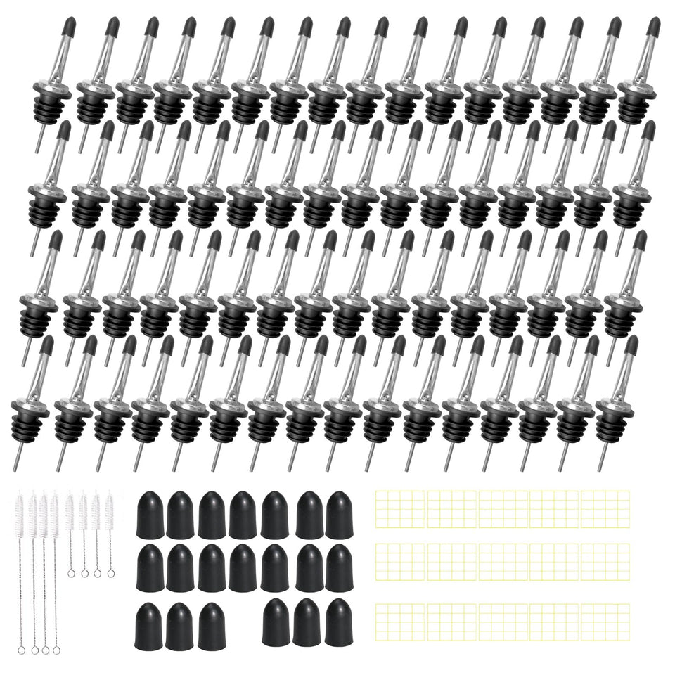 Olutacot 80-pack stainless steel bottle pourers for precise bar pours