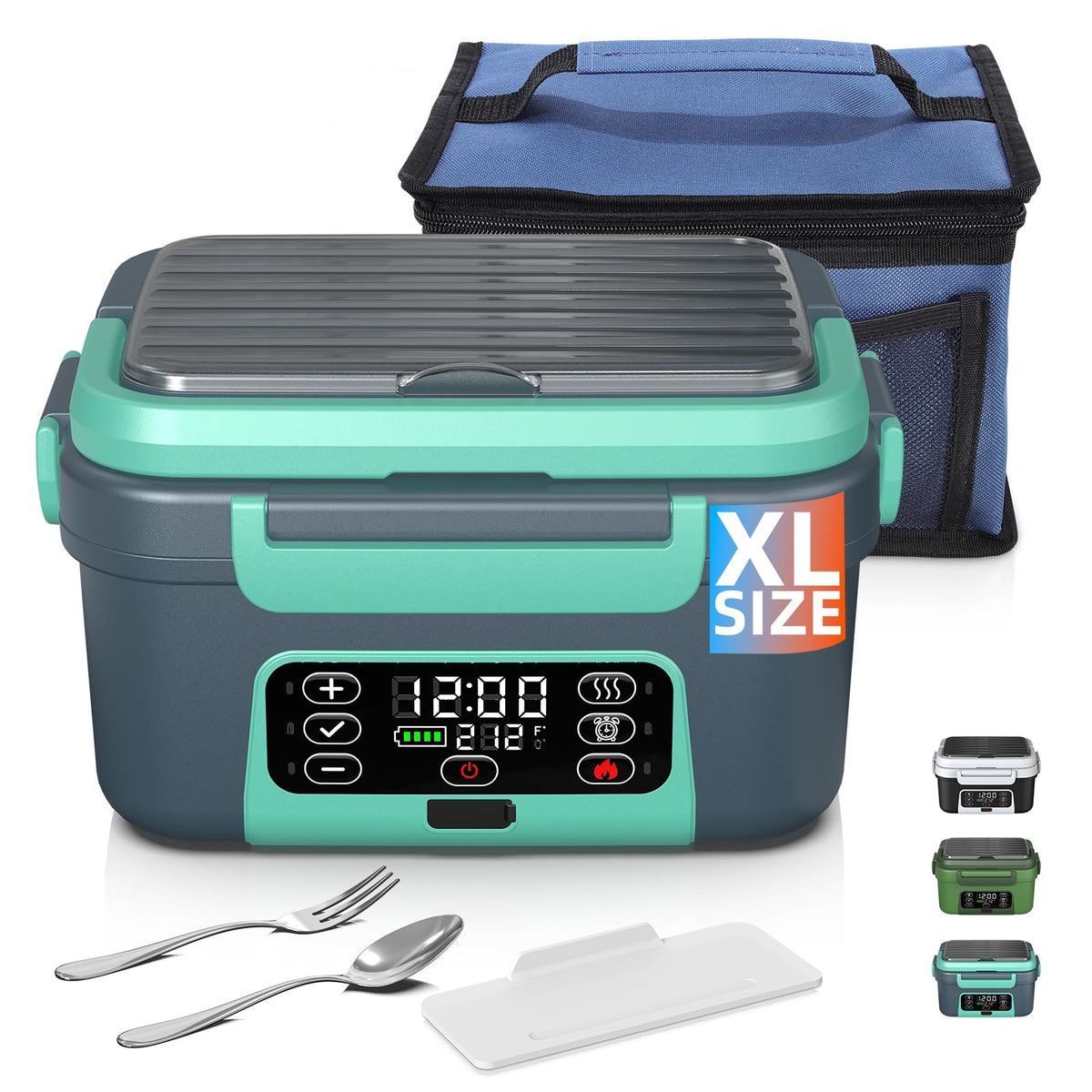 Omboos cordless heated lunch box with 6.3-cup XL capacity for on-the-go meals.