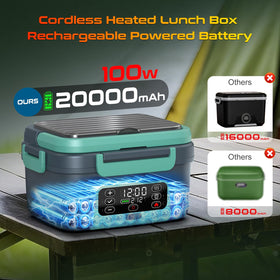 Omboos lunch box with digital timer for planned meal reheating.