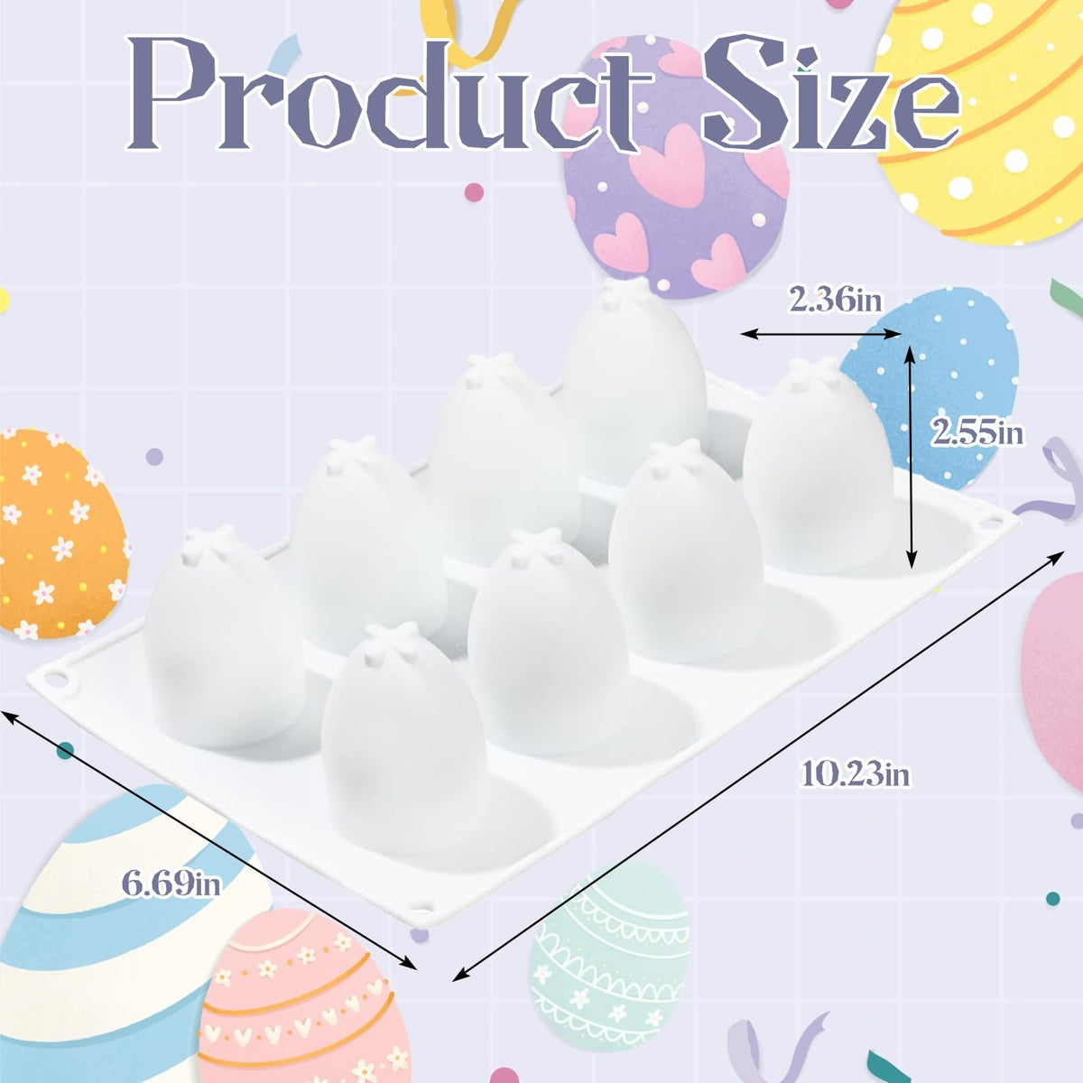 OMDBAGD 3D egg silicone mold shows eight cavities for DIY treats