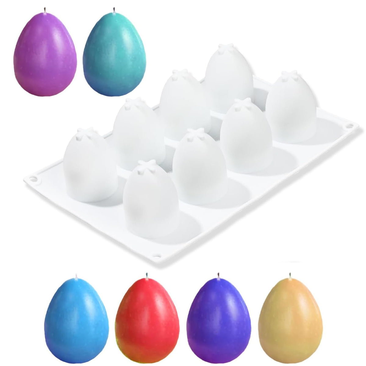 OMDBAGD Easter egg silicone mold with eight holes for versatile desserts