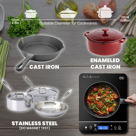 OMEO induction burner LCD display for precise temperature control
