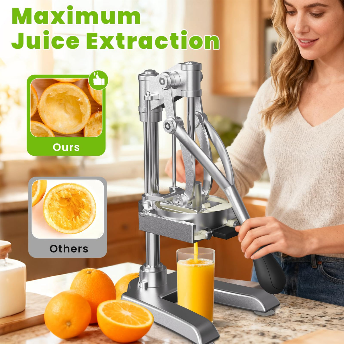 Omeqon citrus juicing cone close-up for maximum yield