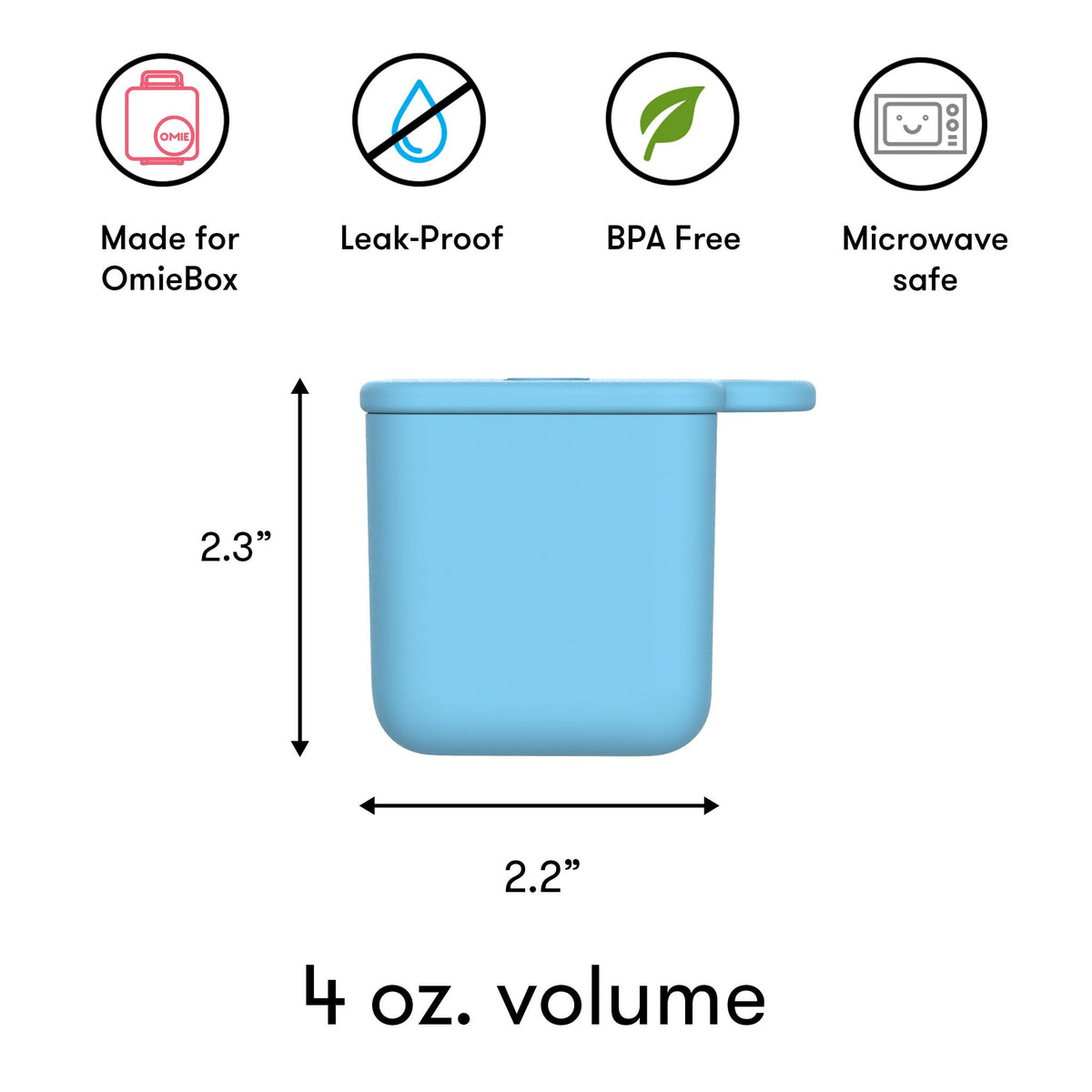 Silicone OmieBox dip container safe for freezer and reheating.