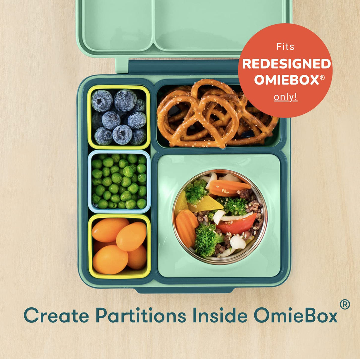 OmieBox dip container for snacks on the go with leakproof design.