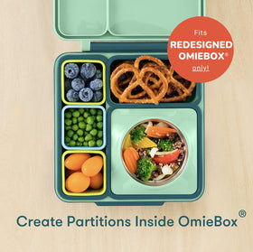 OmieBox dip container for snacks on the go with leakproof design.