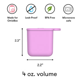Two color-matched Omie lids seal for organized storage.