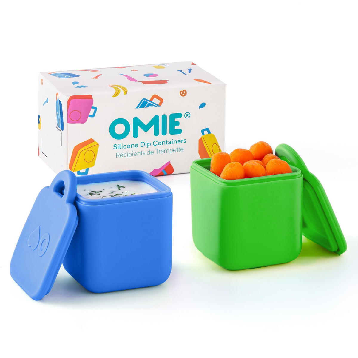 OmieBox dips 2-pack sea blue green front view ideal for on-the-go sauces.