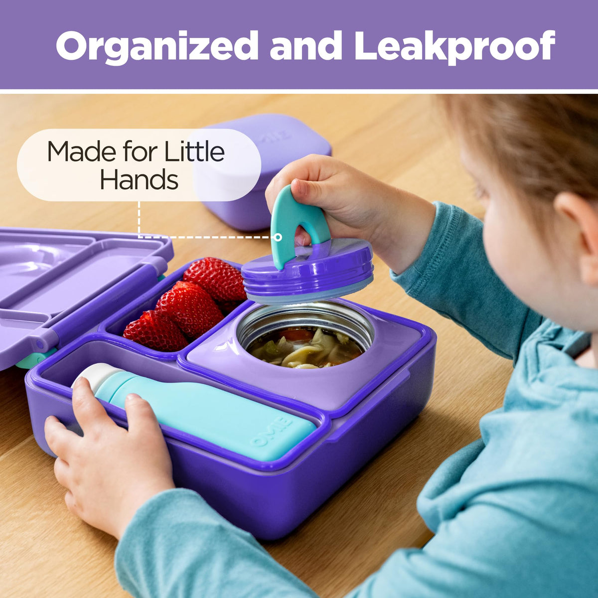 OmieBox durable lunchbox Purple Plum designed for everyday kid life.