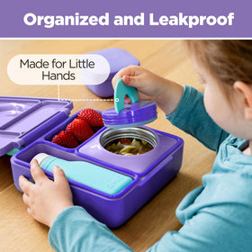 OmieBox durable lunchbox Purple Plum designed for everyday kid life.