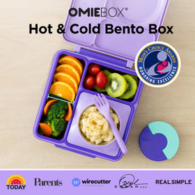 OmieBox leak-proof design with insulated jar keeps hot entrees and cold sides separated.