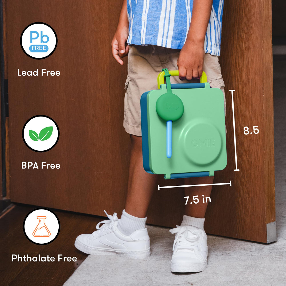 OmieBox Meadow multi-compartments organization showcases room for hot and cold foods.