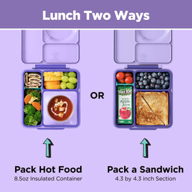 OmieBox open compartments Purple Plum showing clear separation for easy packing.
