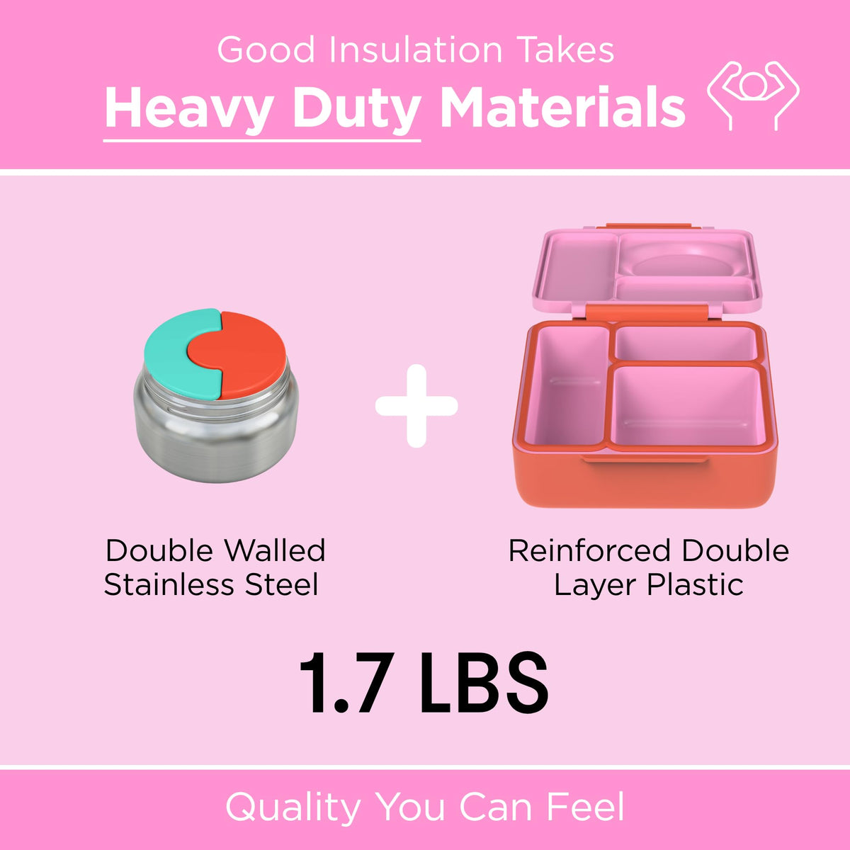 OmieBox Pink Berry leak-proof design keeps contents secure all day.
