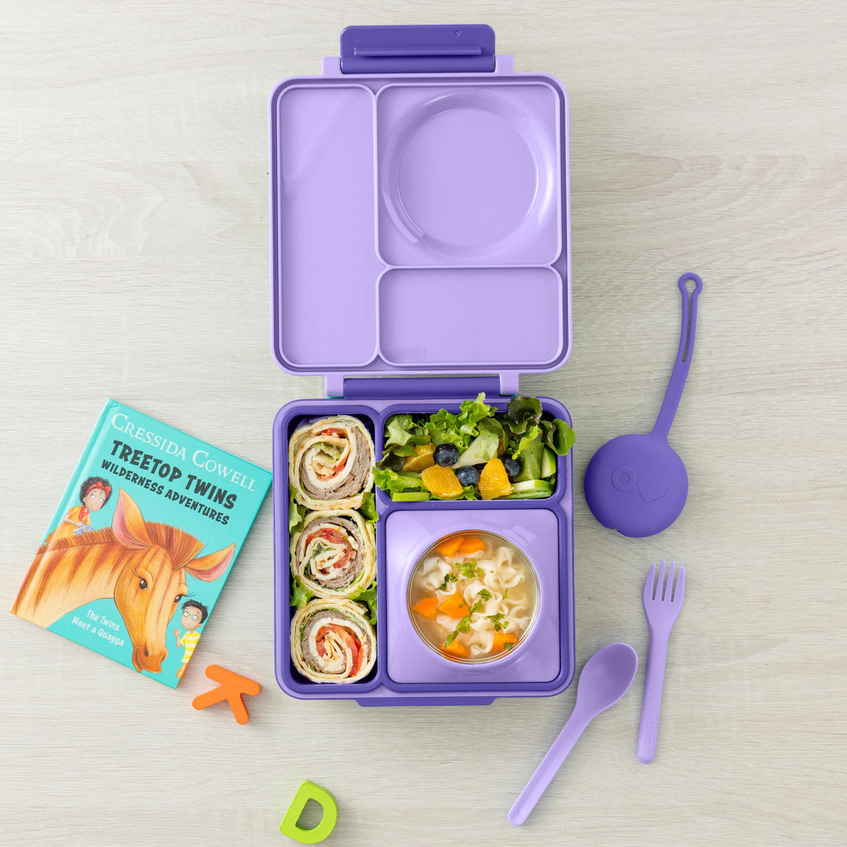 OmieBox reusable fork and spoon set, BPA-free and dishwasher safe.