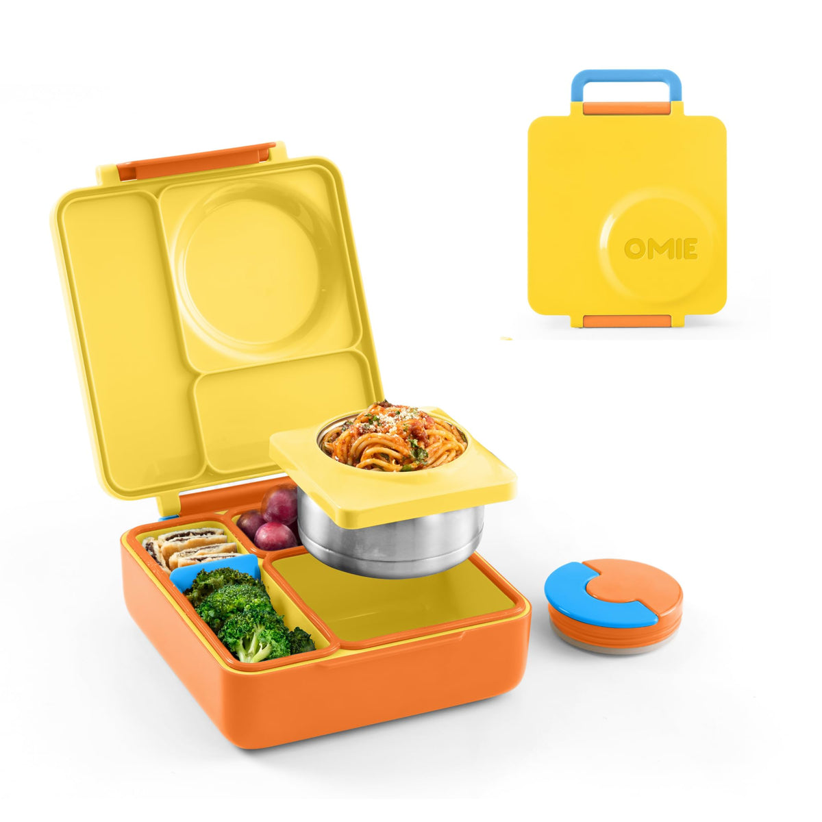 OmieBox Sunshine insulated bento keeps hot meals warm for school lunches