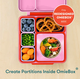 OmieDip snack containers fit up to half cup portions.