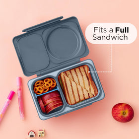 Graphite finish and secure leak-proof lid for kid lunches