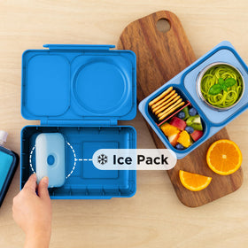 OmieBox UP removable ice pack keeps cold items fresh for hours.
