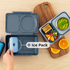 Removable ice pack from OmieBox UP enables cool lunches on the go