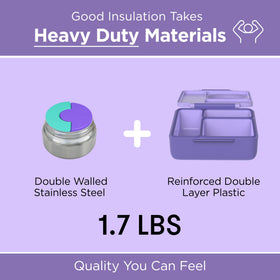 OmieBox vacuum insulated container preserves temperature for hours during school days.