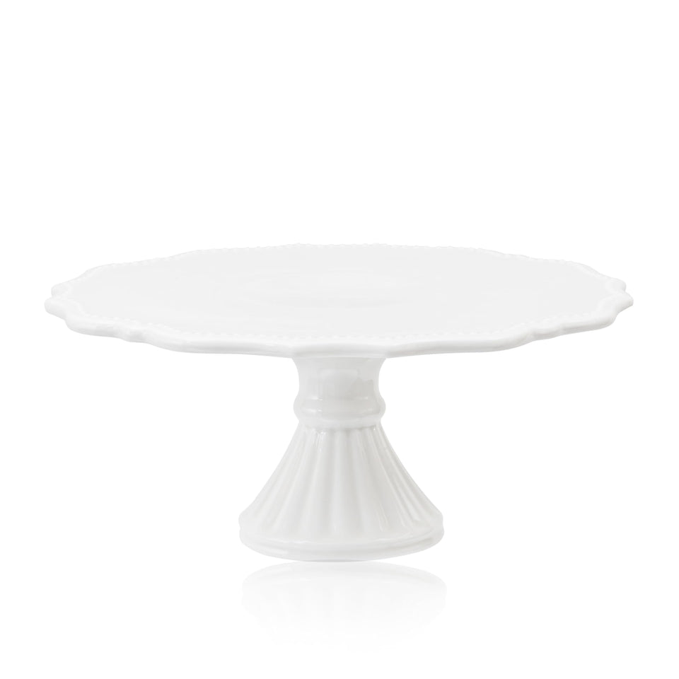 Omifun 10 inch cake stand with relief rim for elegant presentation.