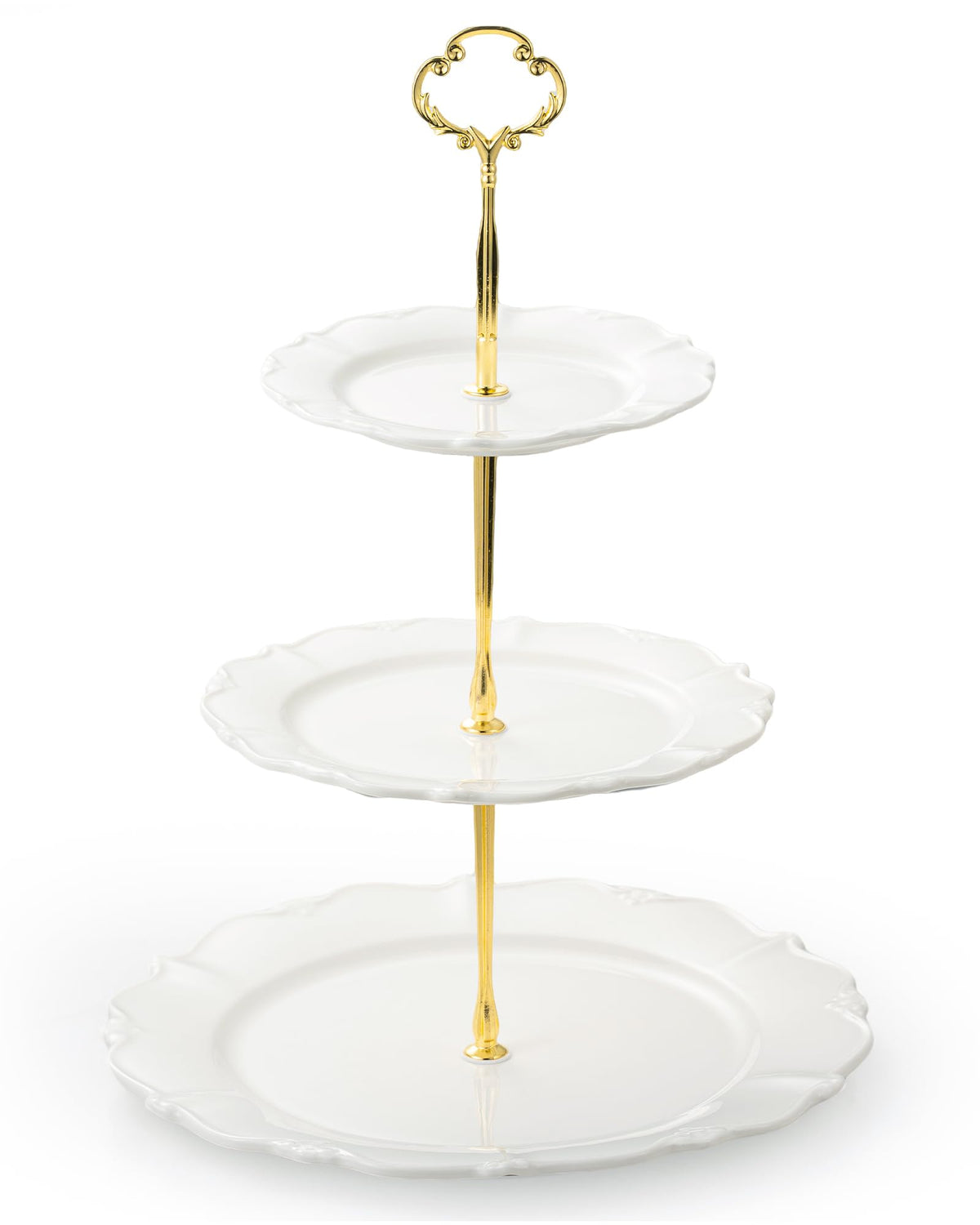 Omifun 3-tier cupcake stand with relief design for elegant dessert displays.