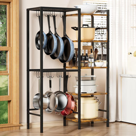OMISRUIS 5-tier pot and pan organizer side view showing space-saving design