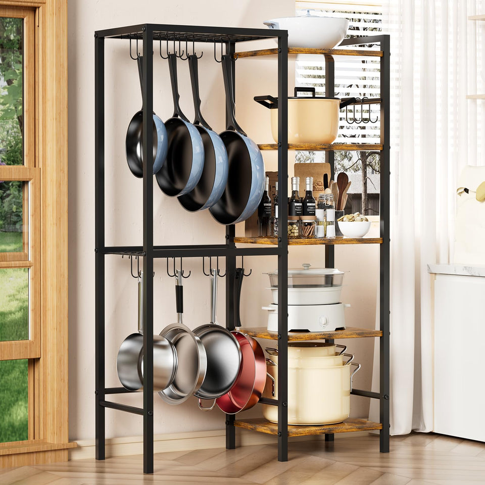 OMISRUIS 5-tier pot and pan organizer side view showing space-saving design