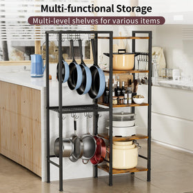 OMISRUIS pot and pan on rack with organized cookware