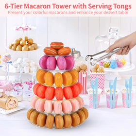 OMISTAR clear macaron tray tower demonstrates tiered dessert presentation