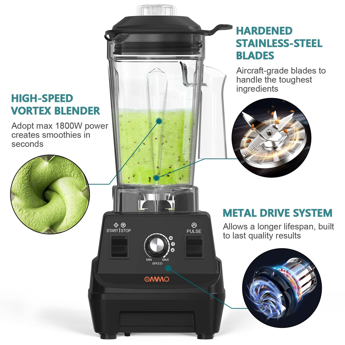 OMMO Variable speed and pulse for precise texture control.