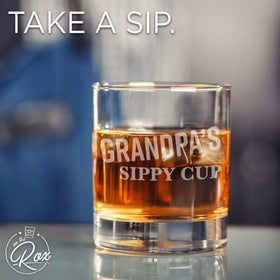 On The Rox engraved text design on glasses enhances lasting keepsake