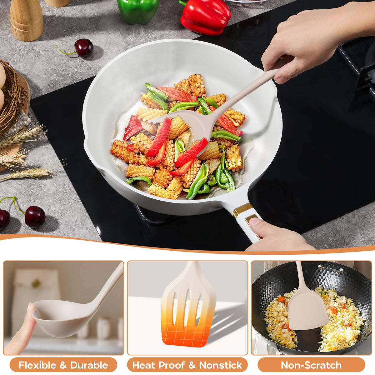 Onader skimmer for foamy sauces and easy ladling