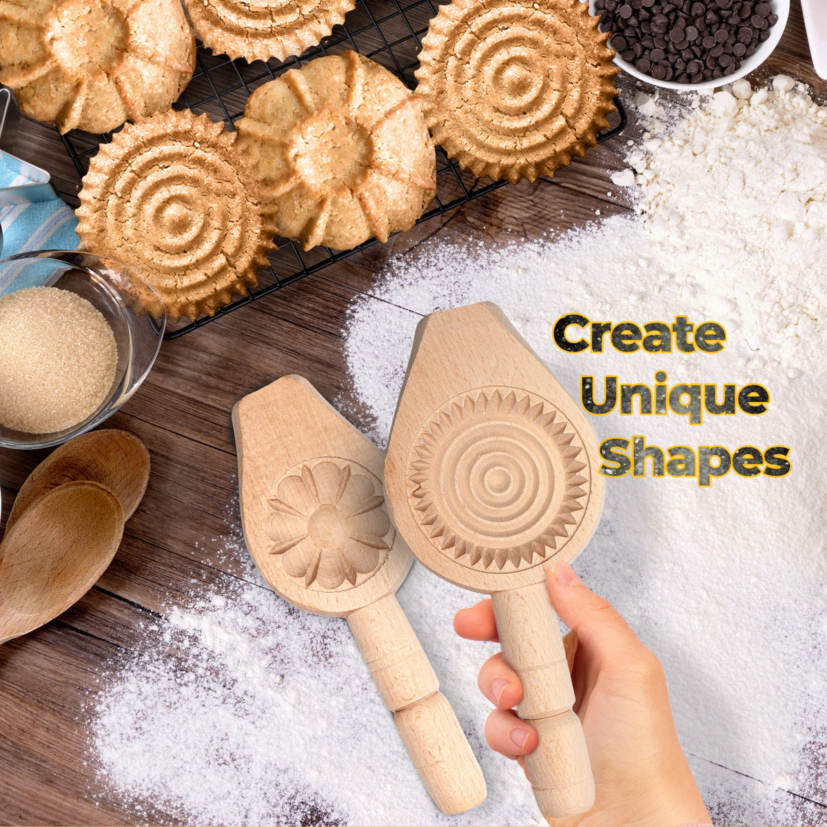 Onart Home durable wooden cookie mold built for lasting kitchen use.