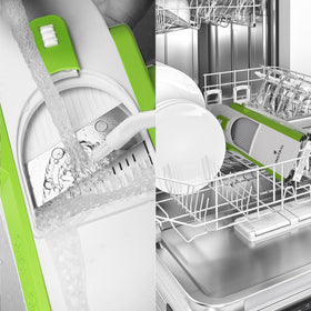 ONCE FOR ALL 420 stainless steel blades close-up emphasizes safety and consistent cuts.