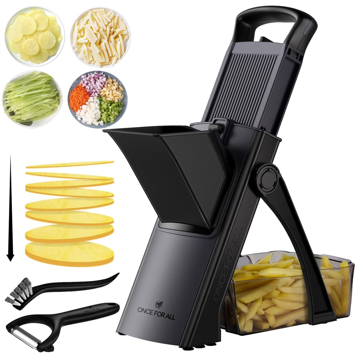 ONCE FOR ALL JS03 safety mandoline slicer with concealed blade for precise cuts