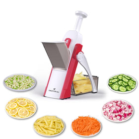 ONCE FOR ALL Safe Mandoline Slicer front view showing compact, easy-to-clean design.
