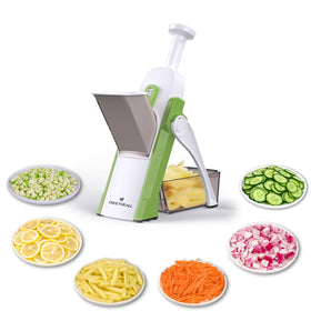 ONCE FOR ALL Safe Mandoline Slicer side view highlights compact, safe operation