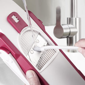 ONCE FOR ALL Safe Mandoline Slicer adjustable thickness control from 0.1 to 8 mm.