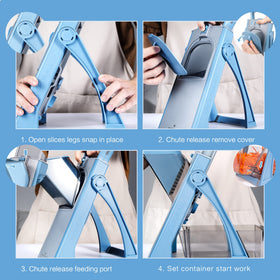 ONCE FOR ALL four-cutting-modes for julienne, matchstick, slice, and dice