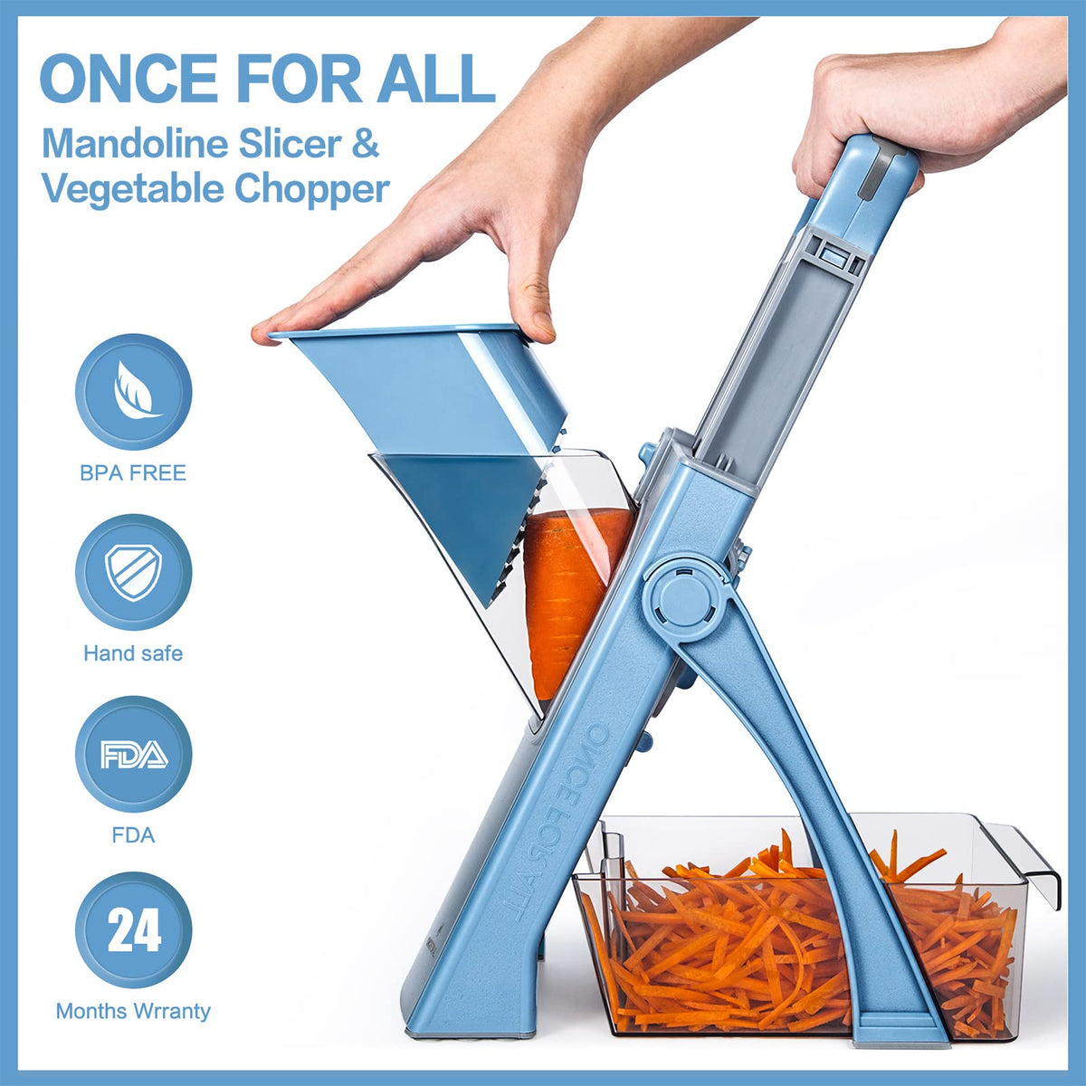 ONCE FOR ALL gift-ready slicer with 24-month warranty