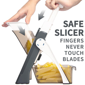 ONCE FOR ALL vegetable chopper julienne mode enables fast, even cuts