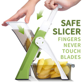 ONCE FOR ALL vegetable chopper blade closeup shows sharp, durable 420 stainless steel blades