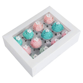 ONE MORE cupcake box with inserts keeps 12 cupcakes secure during transport.