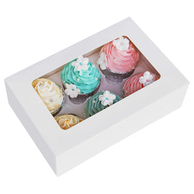 ONE MORE Cupcake Boxes with Window front view for easy product display.