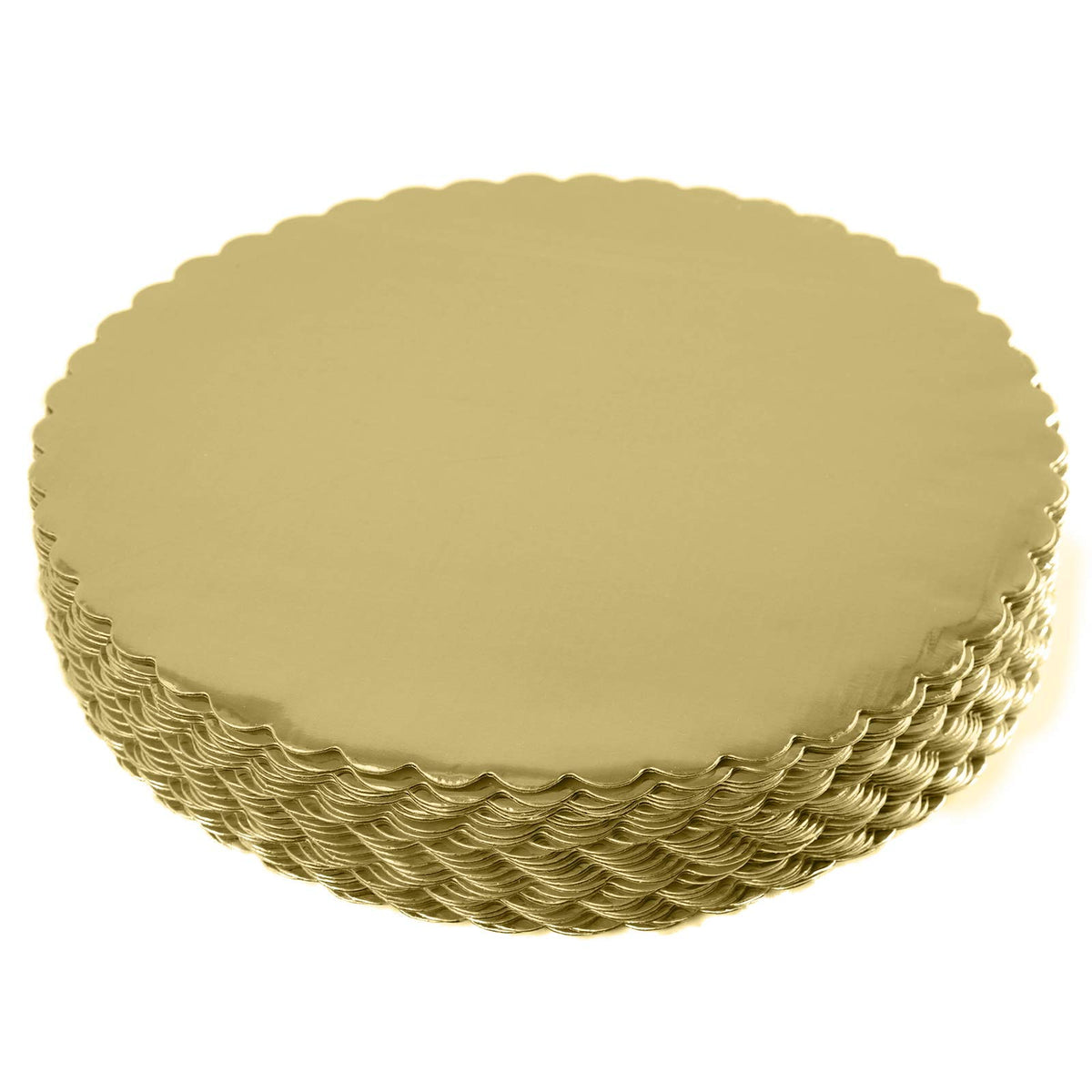 ONE MORE disposable cake base 12inch in gold lamination resists grease.
